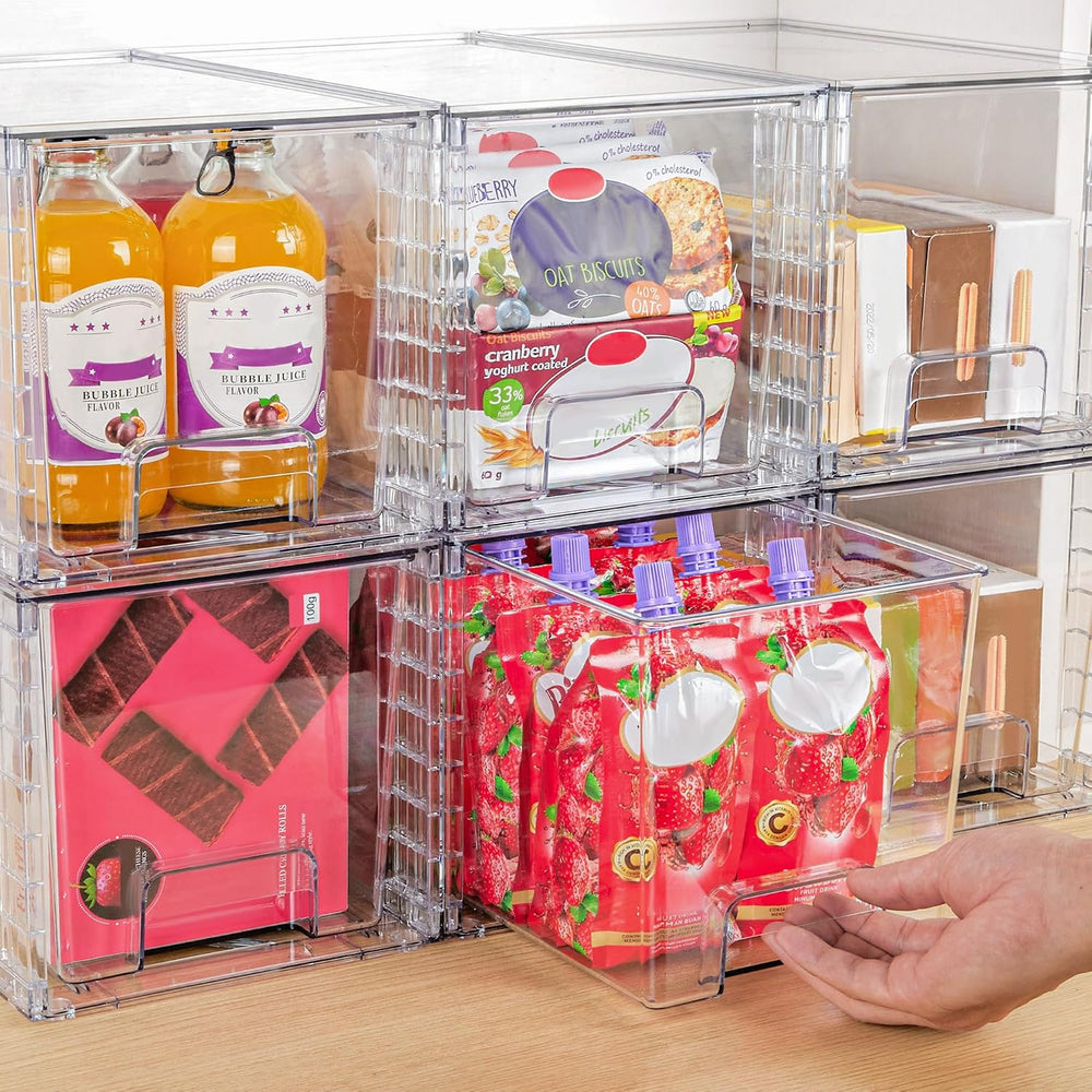 Vtopmart 2 Pack Large Stackable Storage Drawers, Clear