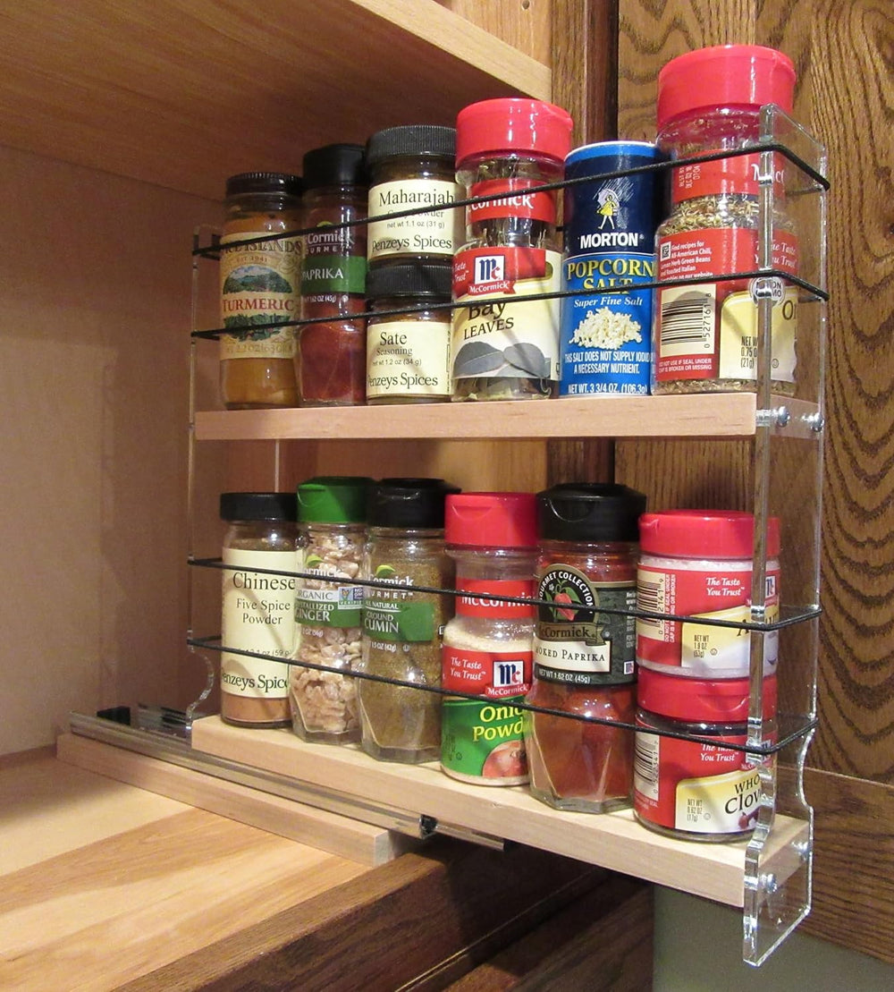 Vertical Spice Solid Maple Storage Rack Drawer - Sliding Spice Rack - Pantry ...