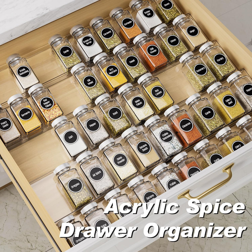 MIUKAA Clear Spice Drawer Organizer, 5 Tier - 2 Set Acrylic Seasoning Rack