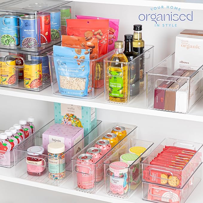 Plastic Food Storage 6 Pack Clear Container Bin