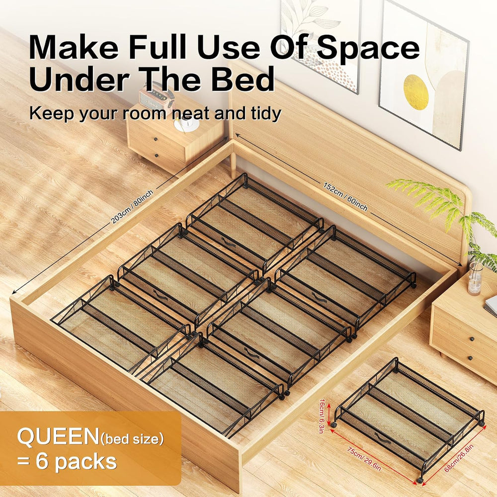 Under Bed Shoe Storage Organizer, 2 Pack Under Bed Storage Containers with Wh...