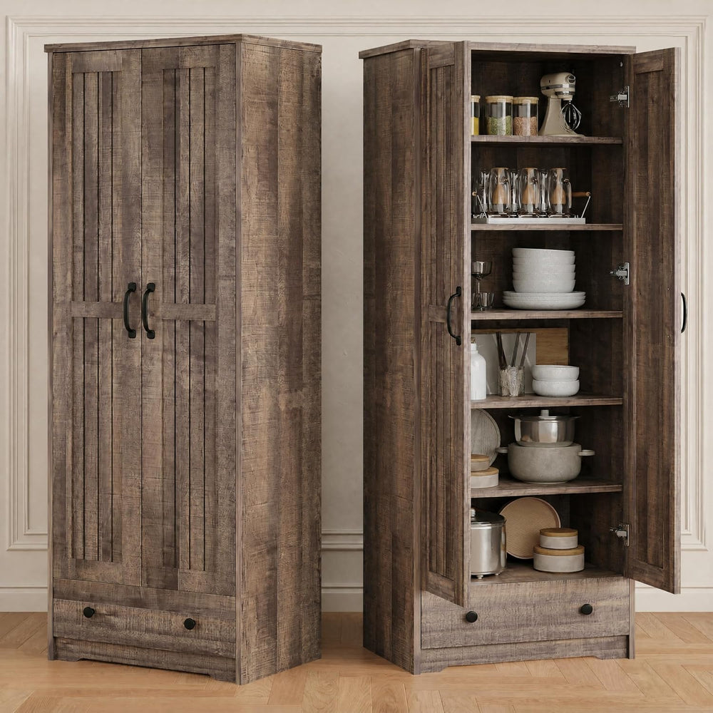 Decofy 70" Tall Storage Cabinets, Large Wood Storage Pantry Cabinet with...