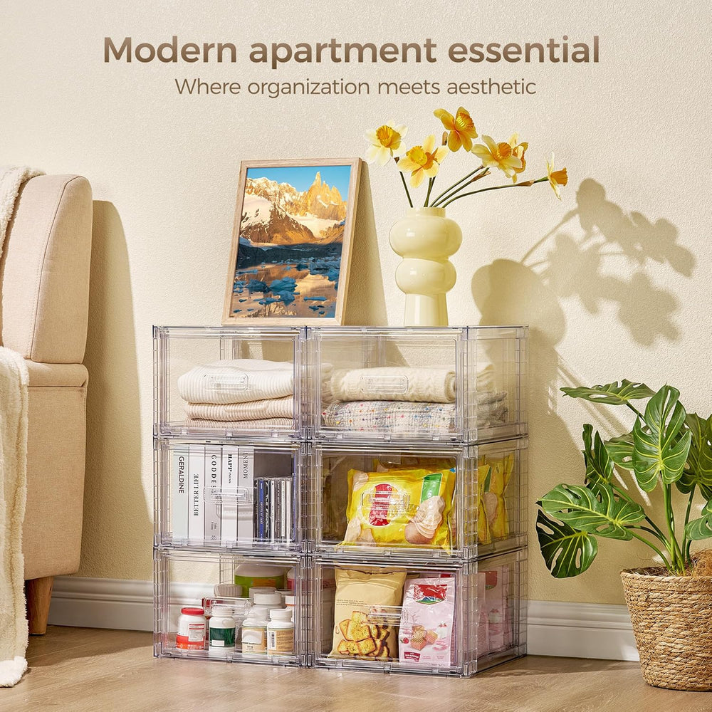 Vtopmart 6 Pack Clear Stackable Storage Bins 15QT