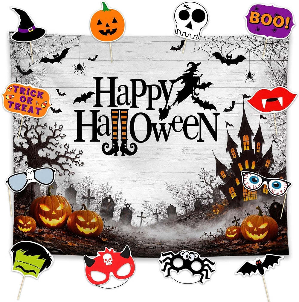 Allenjoy 118" x 95" Happy Halloween Photography Backdrop with Photo...