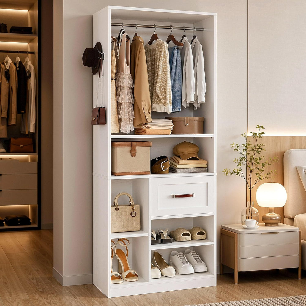 IRONCK 31.5" Closet Organizer System with 2 Adjustable Shelves, White