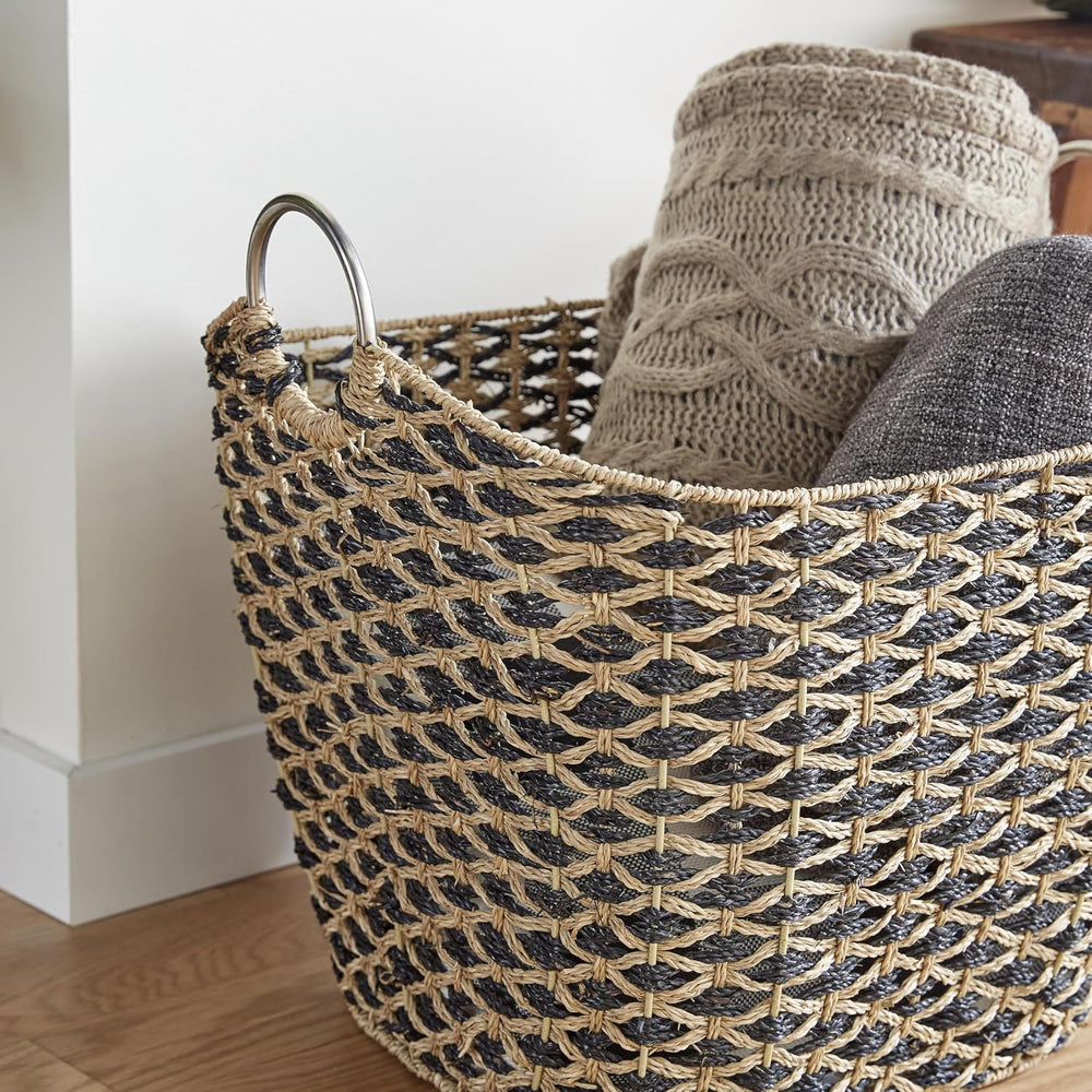 Deco 79 Seagrass Handmade Decorative and Functional Storage Basket Basket Org...