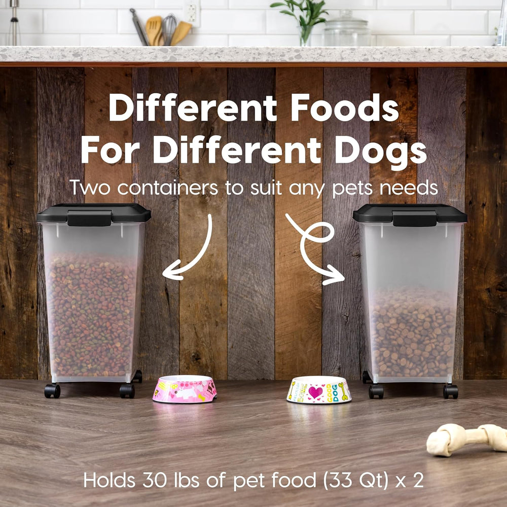 IRIS USA Dog Food Storage Container, 2-Pack, Up to 30 lbs, Black