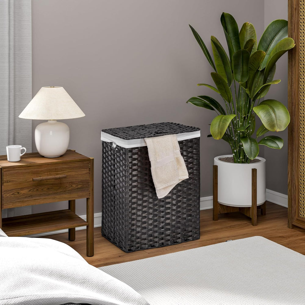 Seville Classics Premium Handwoven Portable Laundry Bin Basket with Carrying ...