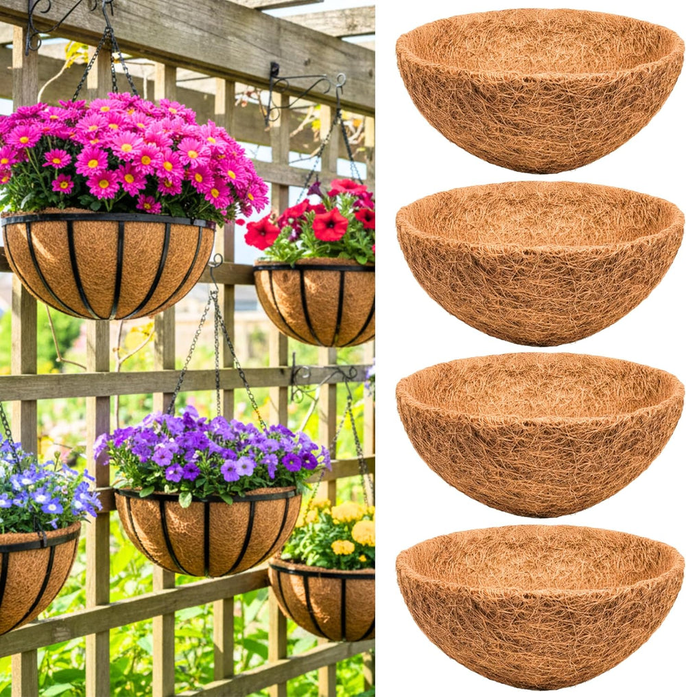 LaLaGreen 20" (4 Pack, Round) Coco Liners for Hanging Basket – Large Coi...