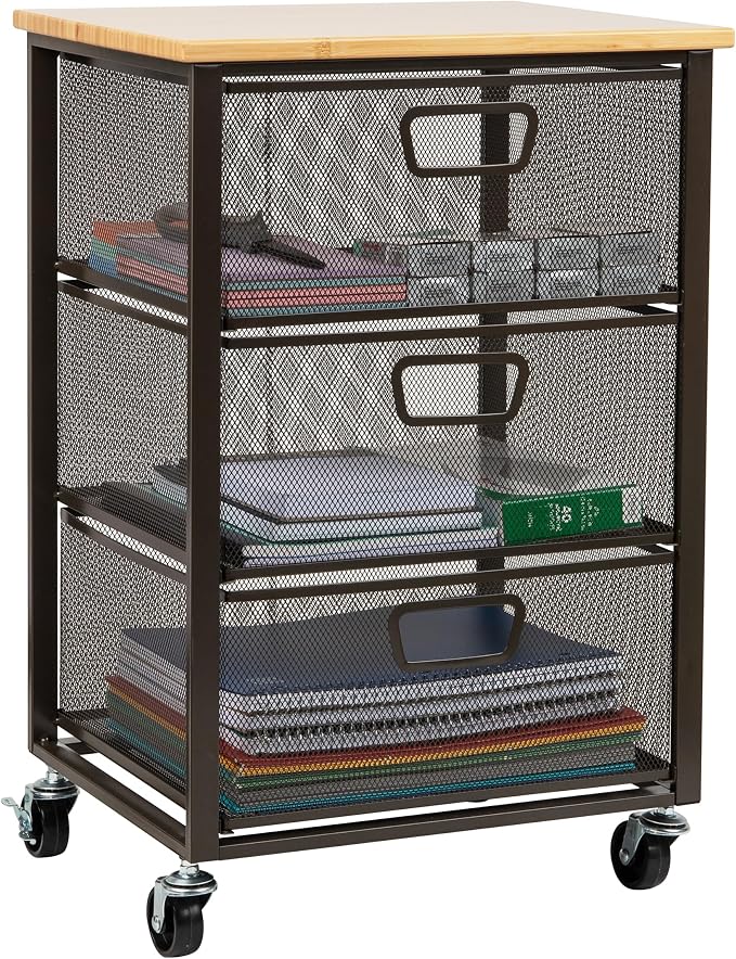 Mind Reader 3-Drawer Rolling Storage Cart, Office Organizer