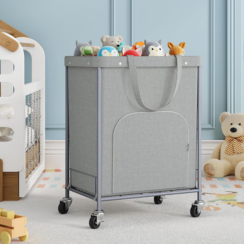 170L Large Laundry Basket with Wheels, Rolling Laundry Hamper Easy Access Clo...