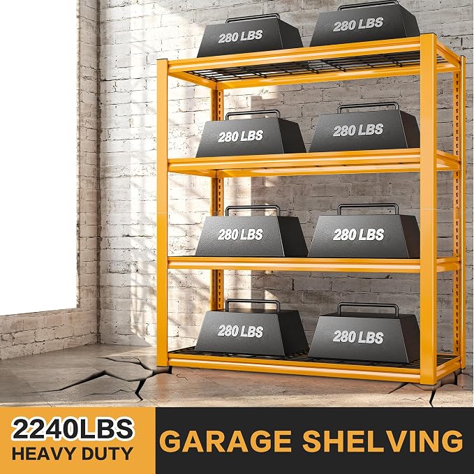 REIBII 40" W Garage Shelving 2240 LBS Storage Shelves Heavy Duty Metal S...