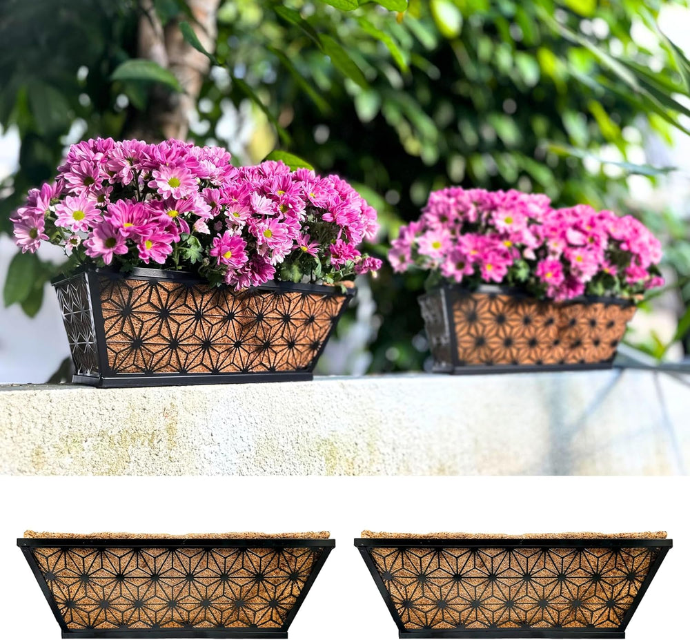LaLaGreen Garden Wall Planter (16 in, 2 Pack) Black Patio Window Flower Box