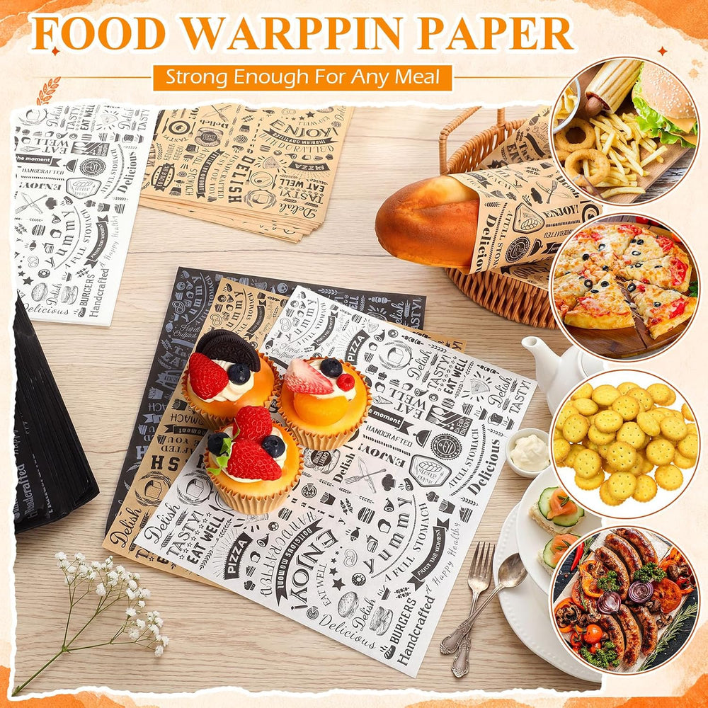 Outus 600 Pcs 8 x 10 Inch Deli Wax Paper Sheets, Black,White,Brown
