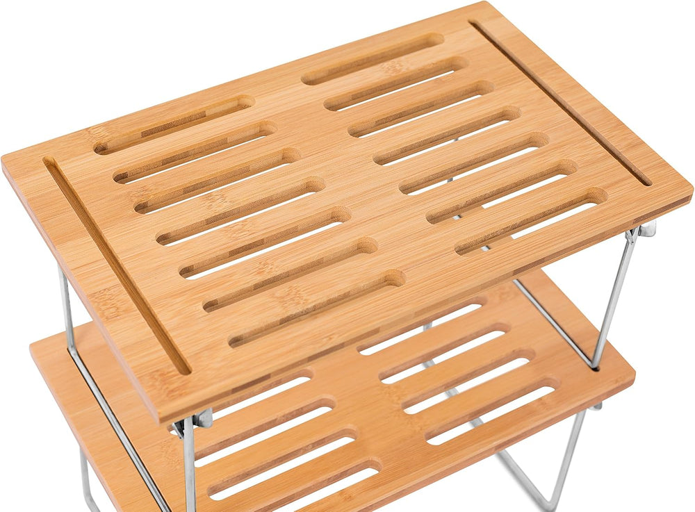 Internet's Best Stacking Utility Shelf, Bamboo 2-Tier Cabinet Organizer, ...