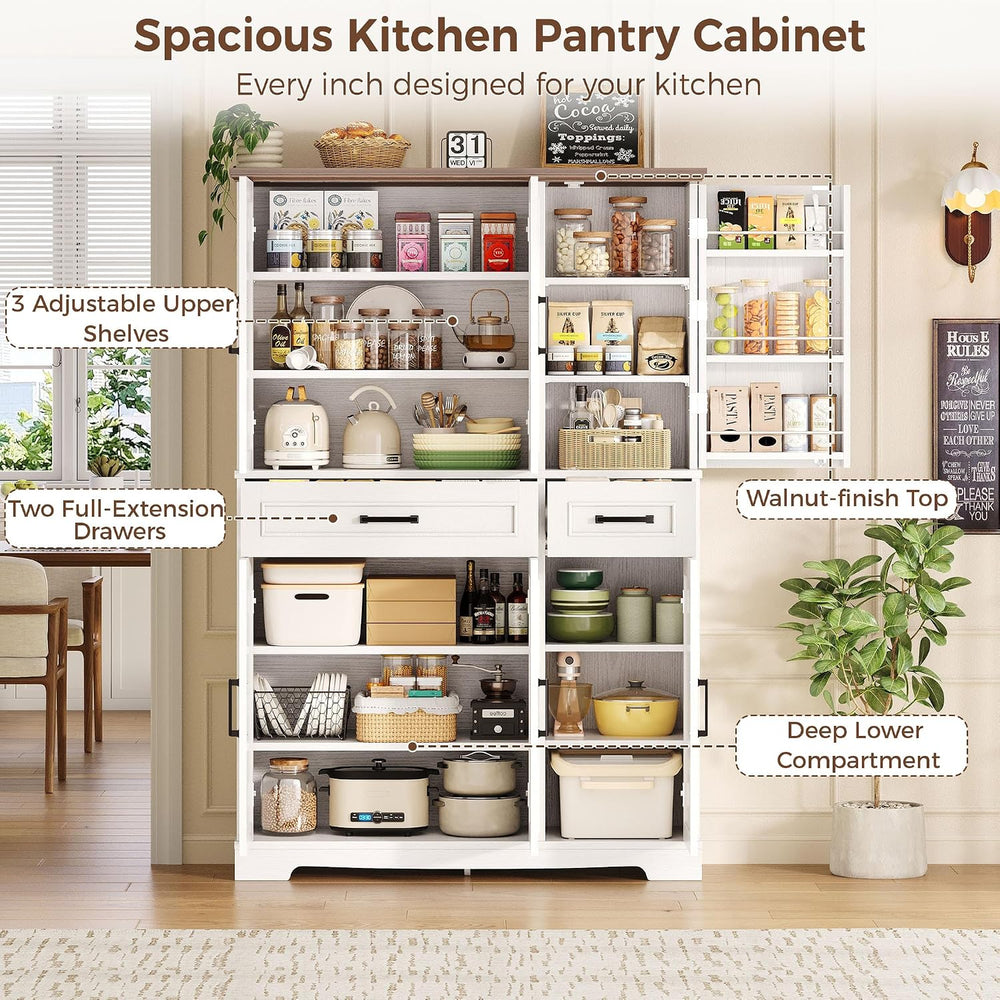 IRONCK 71" Kitchen Pantry Cabinet with Doors & Adjustable Shelves, W...