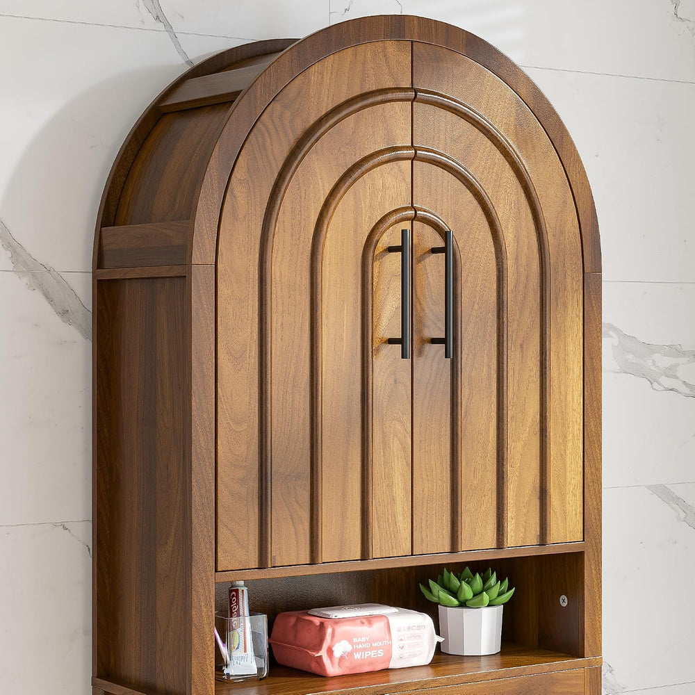 Over the Toilet Storage Cabinet, Wooden Bathroom Space Saver with Doors