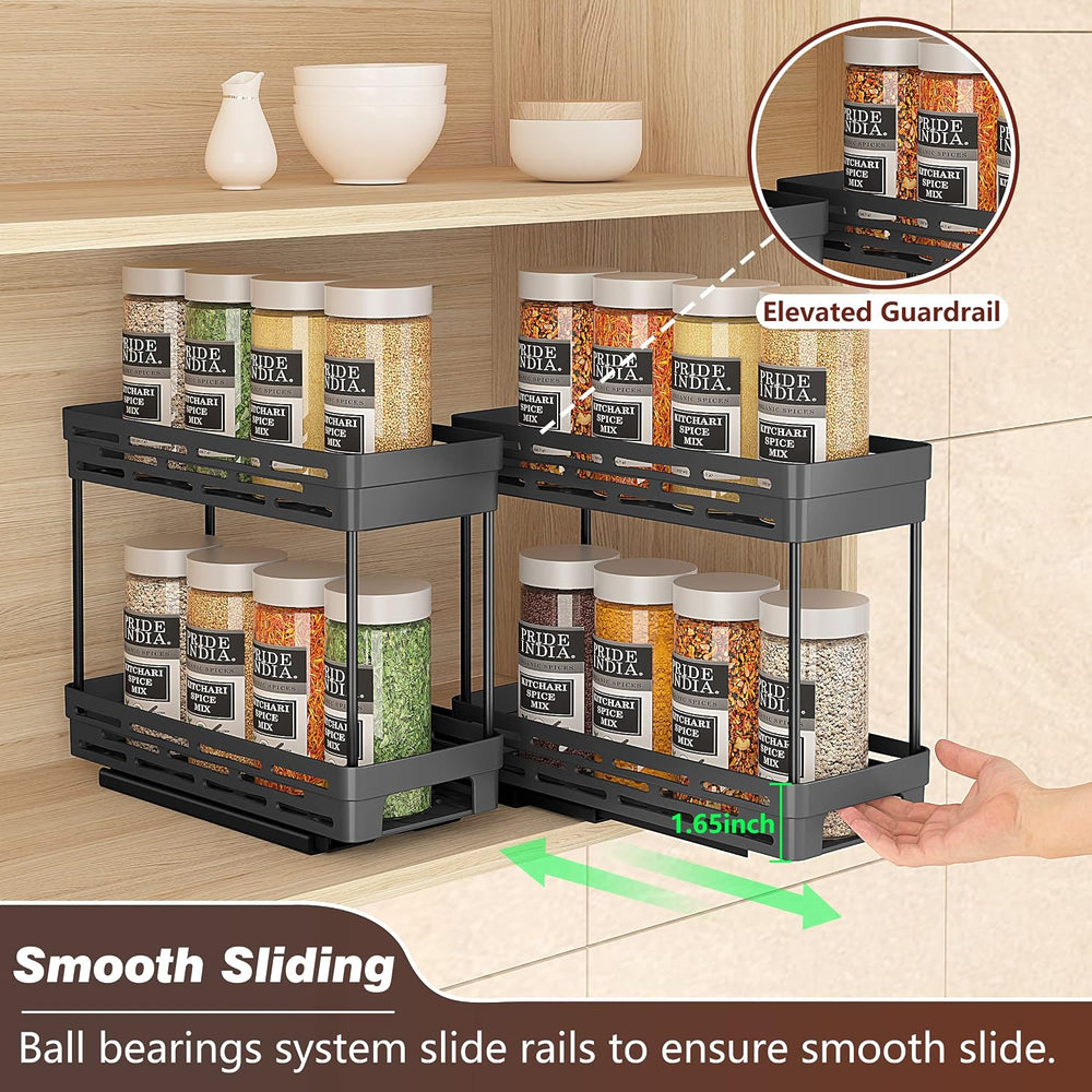 Pull Out Spice Rack Organizer for Cabinet, 3 Packs Slide Out Spice Racks Orga...