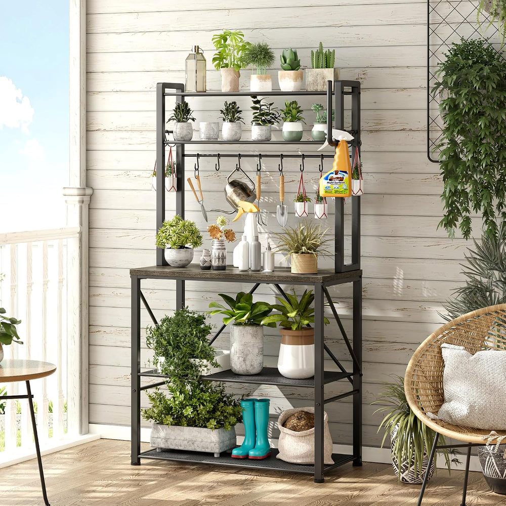 YASONIC Coffee Bar, Bakers Rack with Storage, 25.6 Inches Microwave Stand, 5 ...