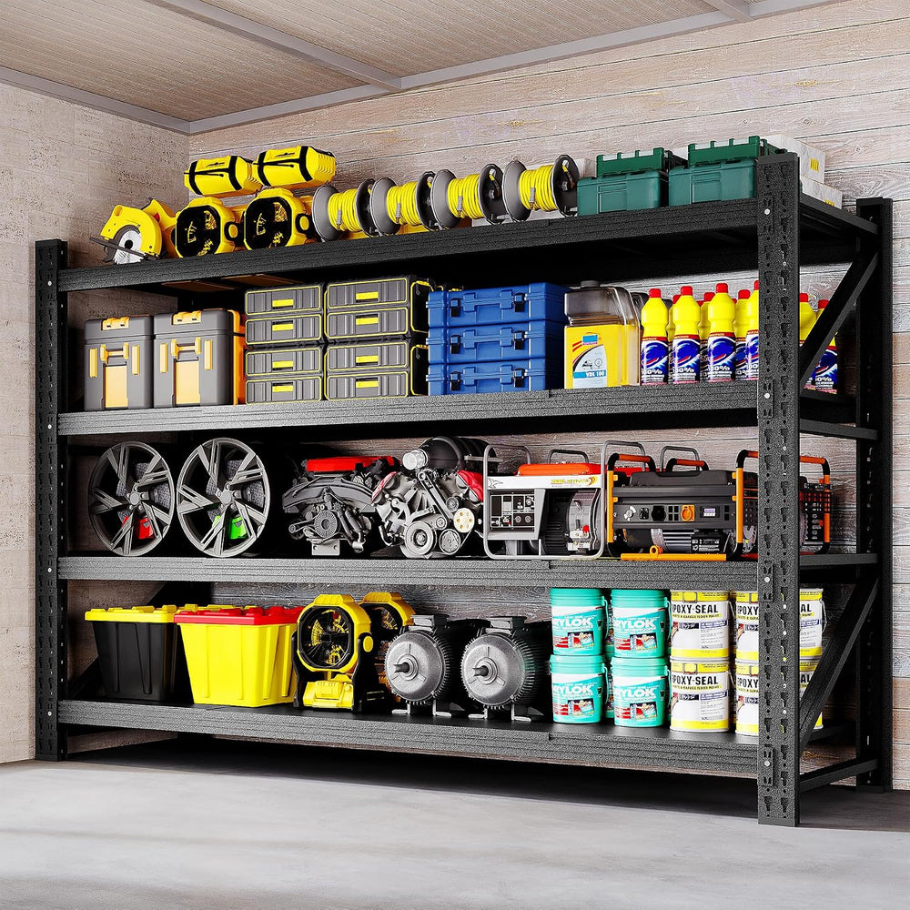 BYNSOE Heavy Duty Storage Shelving Unit 71''W, 4 Tier Adjustable Gara...