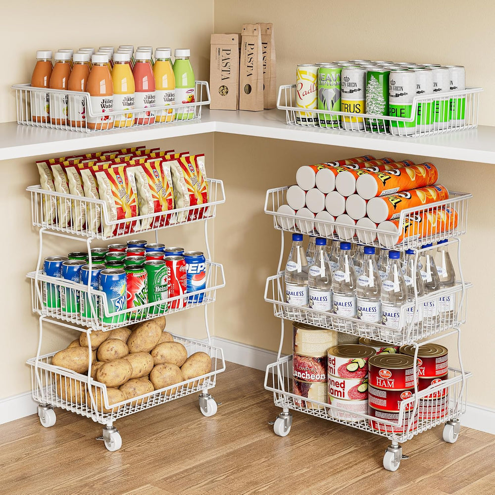OKZEST Pantry Organizers and Storage Cart with Upgraded Metal Hub Casters