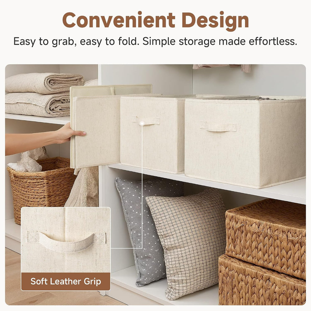 StorageWorks Closet Storage Bins, Beige (Cotton-Linen), Extra Large