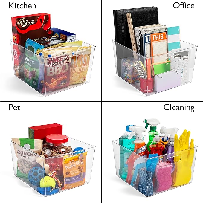 ClearSpace Clear Plastic Storage Bins – XL 8 Pack Perfect Kitchen or Pantry