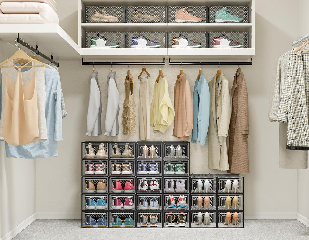SIMPDIY Clear Shoe Storage Boxes, Stackable Shoe Organizer for Closet