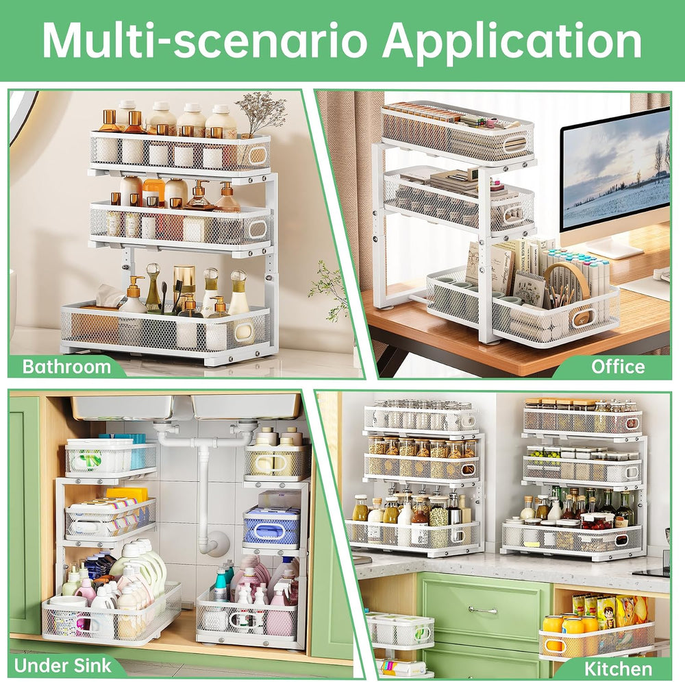 3-Tier Under Sink Organizer, Pull Out Cabinet Organizer for Kitchen & Bath