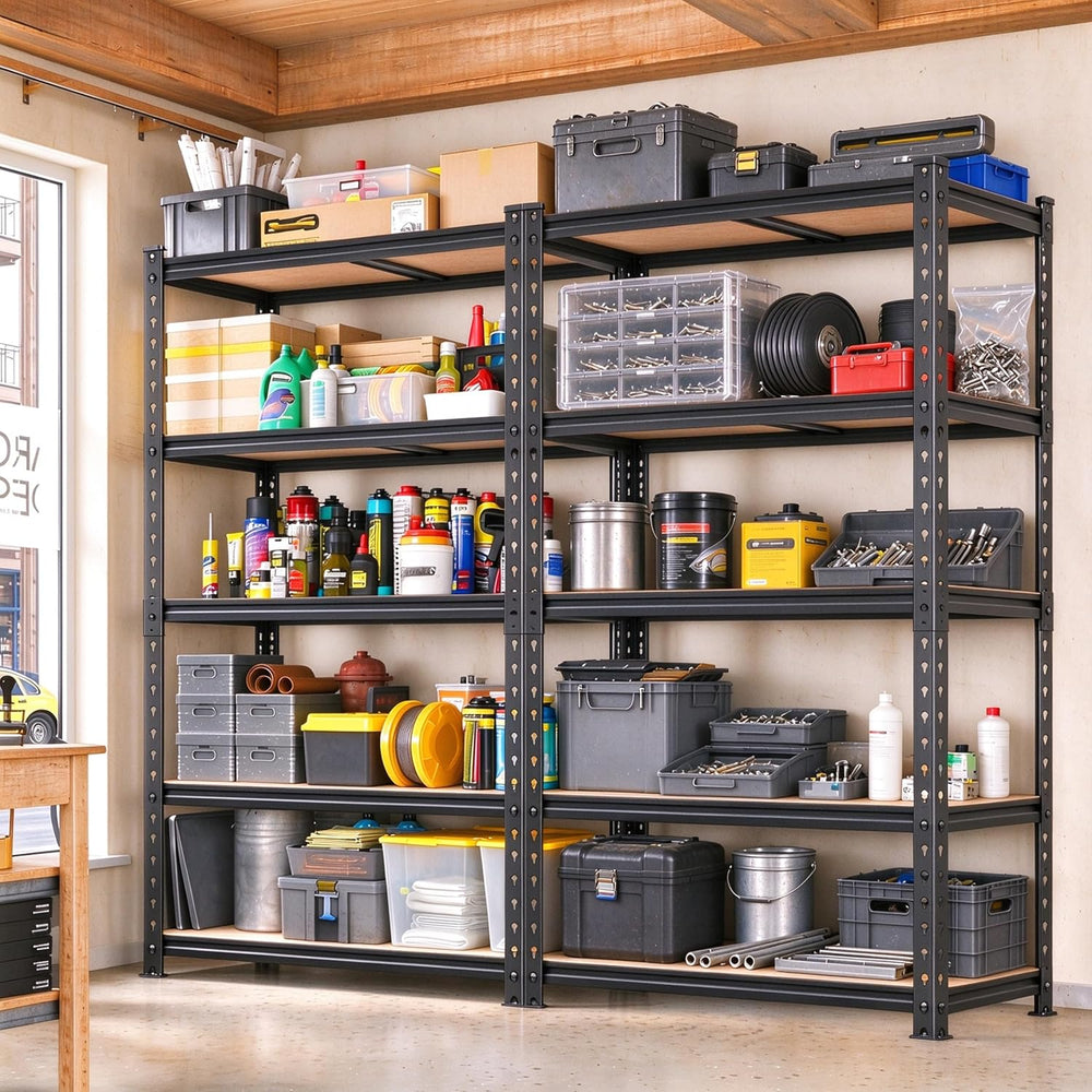2 Pack Storage Shelves Heavy Duty, Garage Shelving Units, 2400LBS