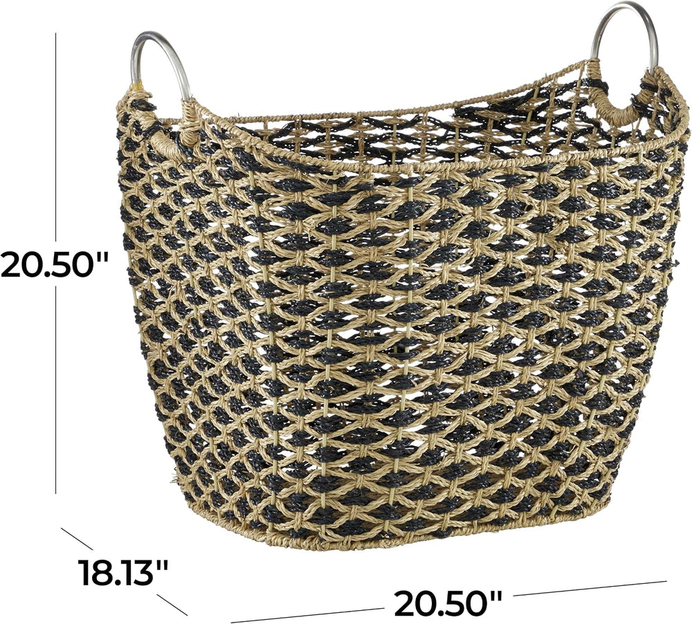 Deco 79 Seagrass Handmade Decorative and Functional Storage Basket Basket Org...