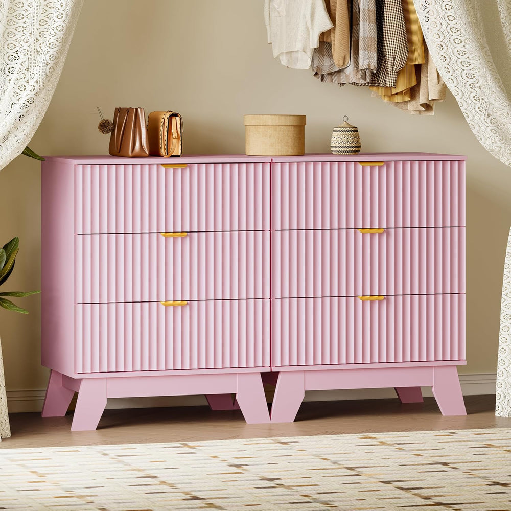 BORNOON Fluted 3 Drawer Dresser, 30.3" Tall Compact Modern Boho Chest of...