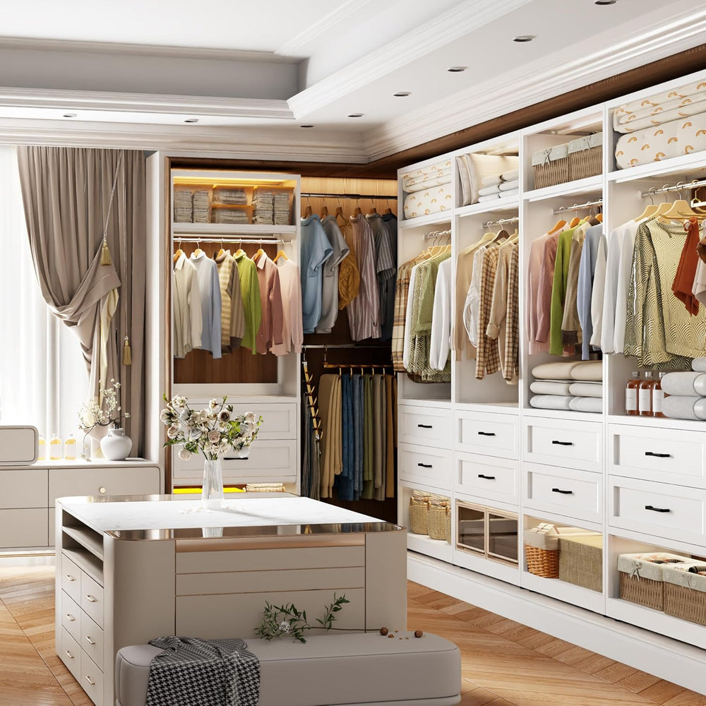 2 Pack 79" H Walk-in Closet System with 4 Expandable Hanging Rods