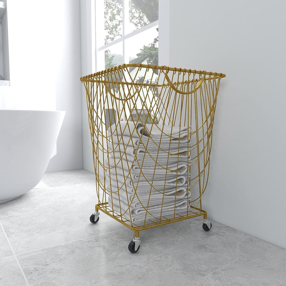 Deco 79 Metal Square Storage Cart with Wheels and Handles, 16" x 17&quot...
