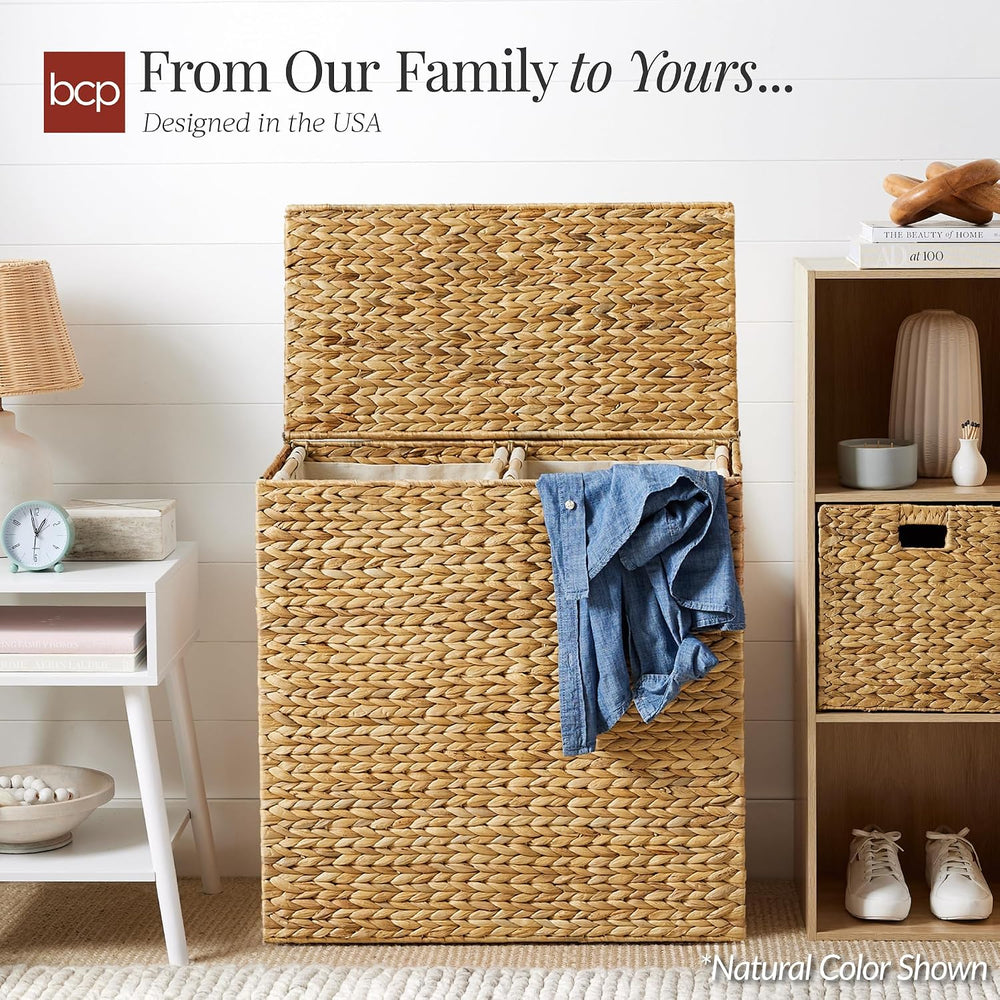 Best Choice Products X-Large Laundry Hamper with Lid, Natural Handwoven Hyaci...