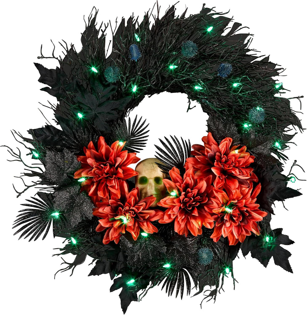 National Tree Company, 24inch Artificial Boo-Tiful Halloween Wreath with Oran...