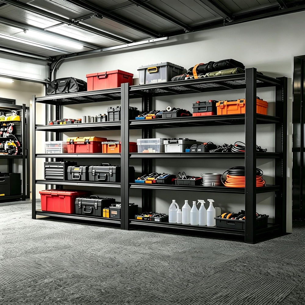 62" W Storage Shelves Unit,5 Tier Heavy Duty Metal garage Shelving Unit