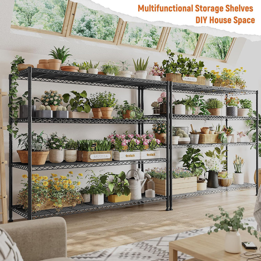 REIBII 4-Tier Storage Shelves 45.3''W Wire Shelving Unit for Pantry G...