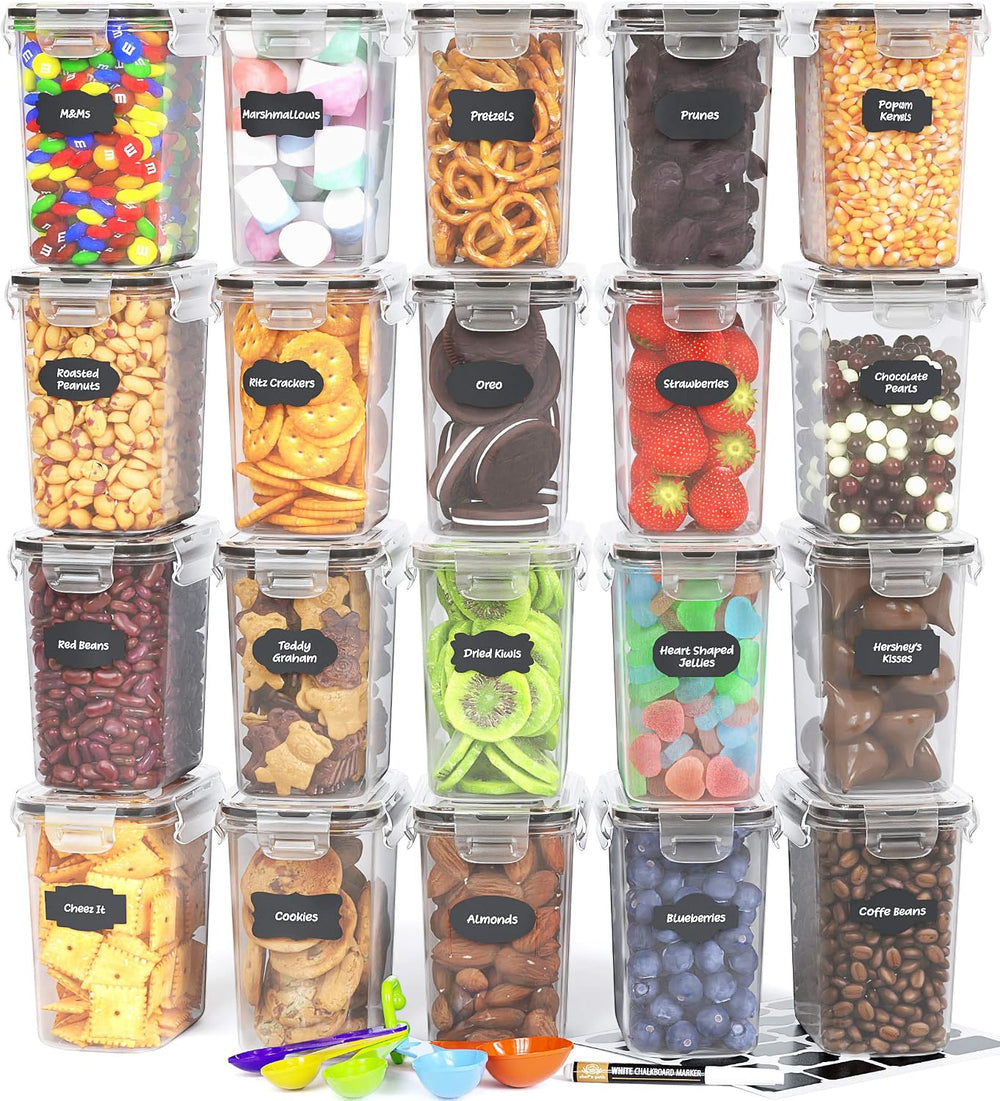 Chef's Path Airtight Plastic Food Containers with Lids - 20 Pack (1.6 Lit...