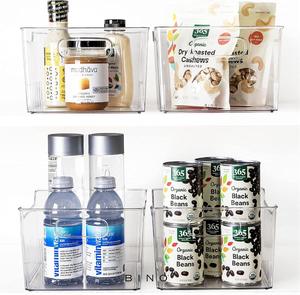 BINO | Plastic Storage Bins - 4 Pack | THE LODGE COLLECTION | Clear Storage |...