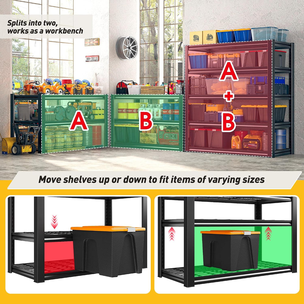 REIBII 3-Pack Garage Shelving 3200LBS Heavy Duty Storage Shelves for Office