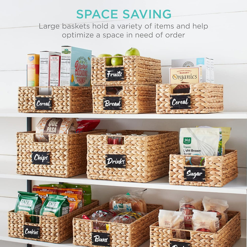 Best Choice Products Set of 4 9x12in Water Hyacinth Pantry Baskets, Woven Org...