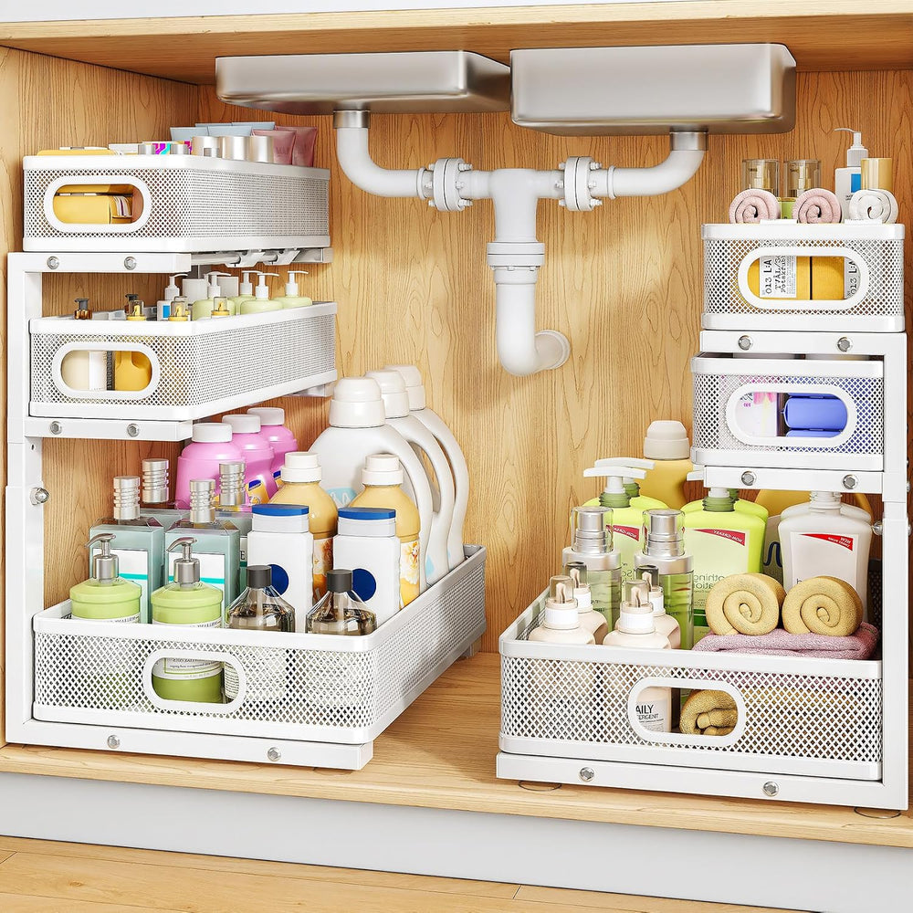 Under Sink Organizer, 3-Tier Thickened Metal Pull out Cabinet Organizer Shelf...