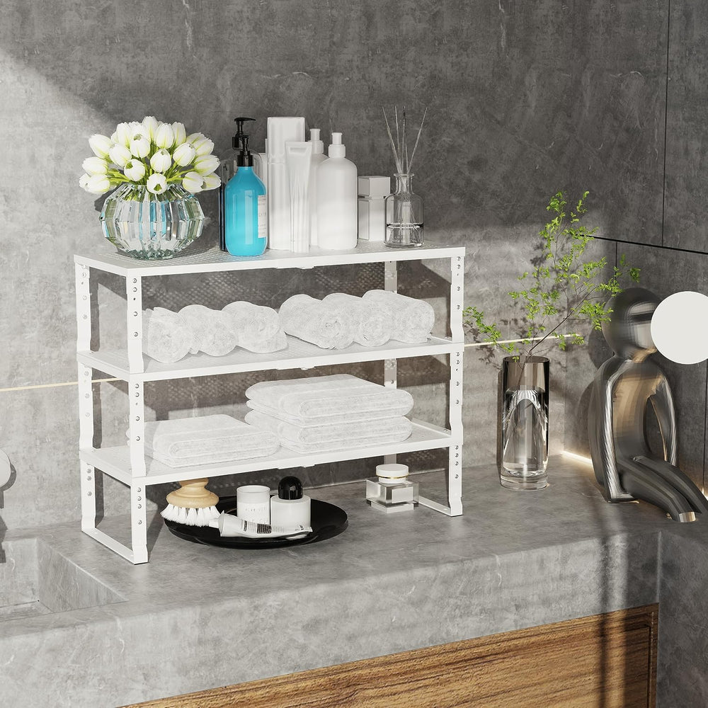 Expandable Adjustable Stackable Kitchen Organizer, Spice Rack,Metal Pantry St...