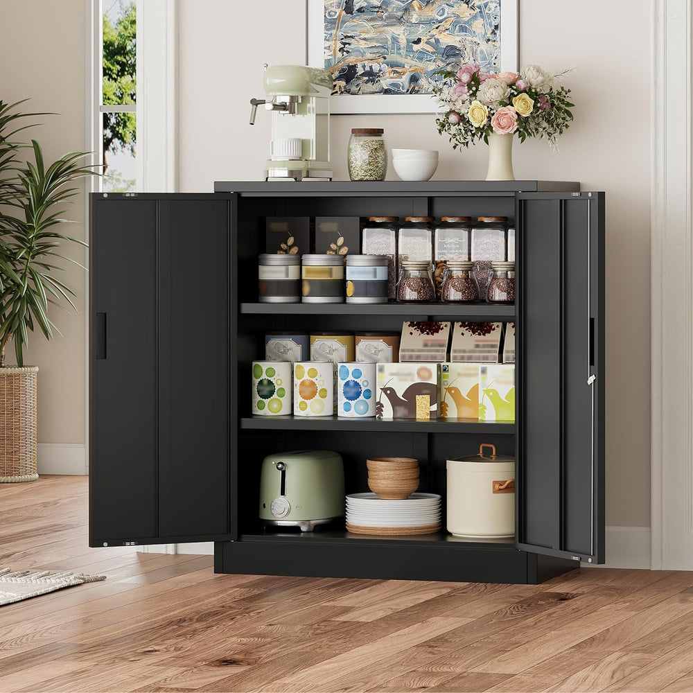 BESFUR Metal Storage Cabinet,36" H Lockable Storage Cabinets with 2 Adju...