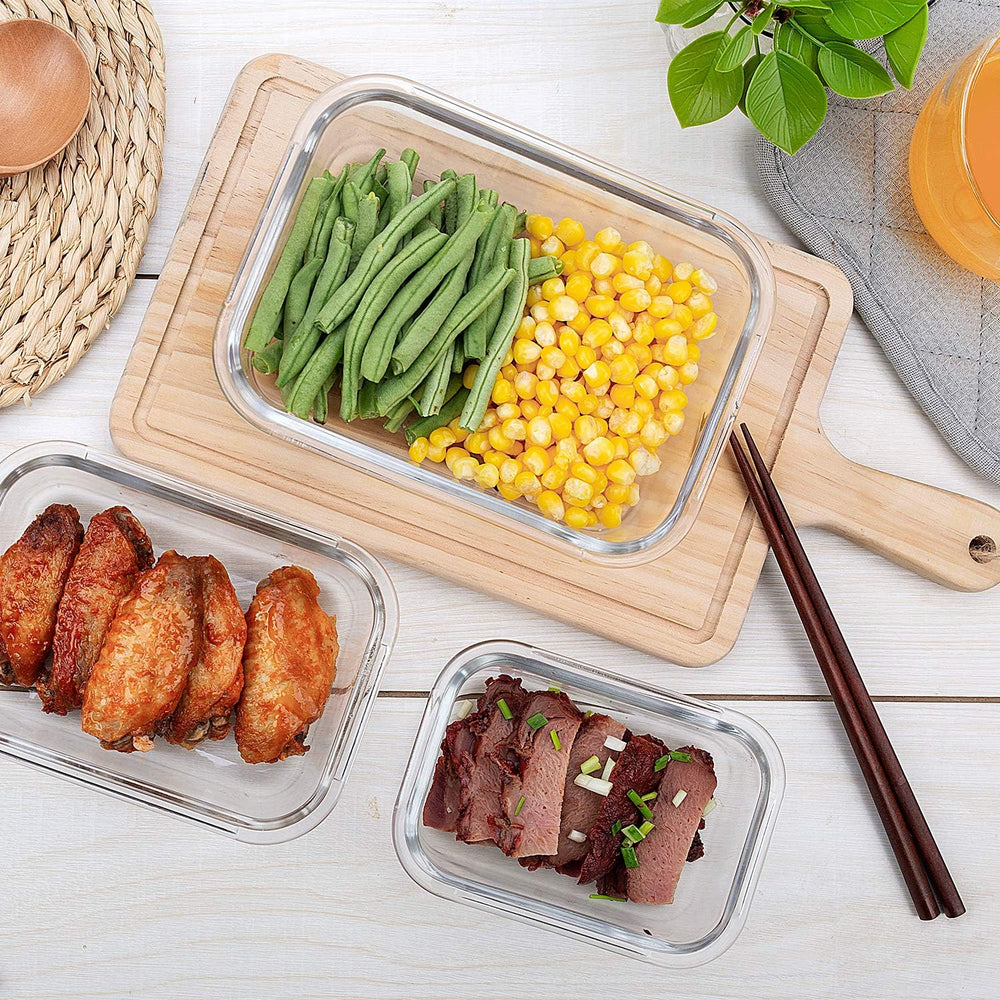 C CREST [10 Pack] Glass Meal Prep Containers, Food Storage Containers with Li...