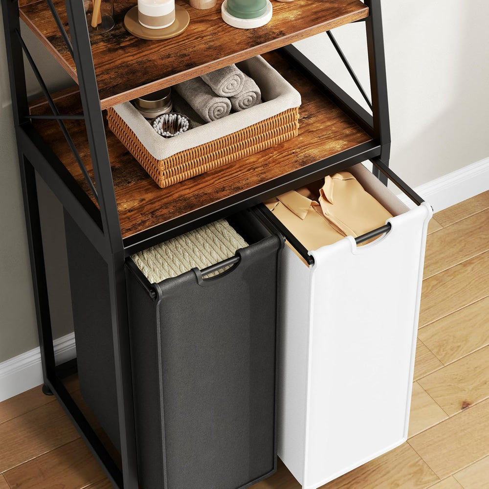 Herture Laundry Basket, 2 Section Laundry Hamper with 4 Tiers Shelf, Pull-Out...