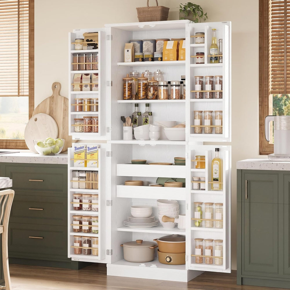 IRONCK Kitchen Pantry Cabinet with 4 Door Storage & 2 Drawers, 24" W...