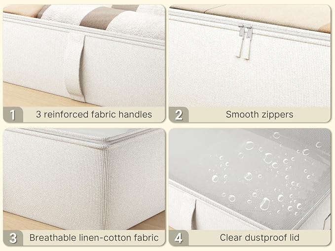 2-Pack Under Bed Storage Containers, 8 Inches Tall Underbed Clothes Storage