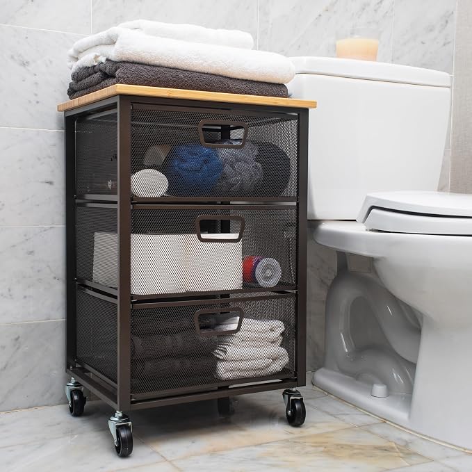 Mind Reader 3-Drawer Rolling Storage Cart, Office Organizer